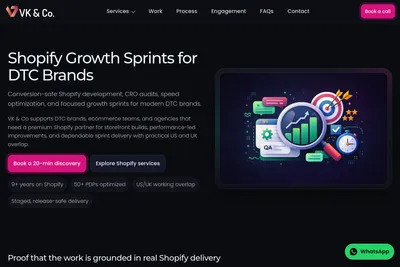 Screenshot of the VK & Co. Tech homepage