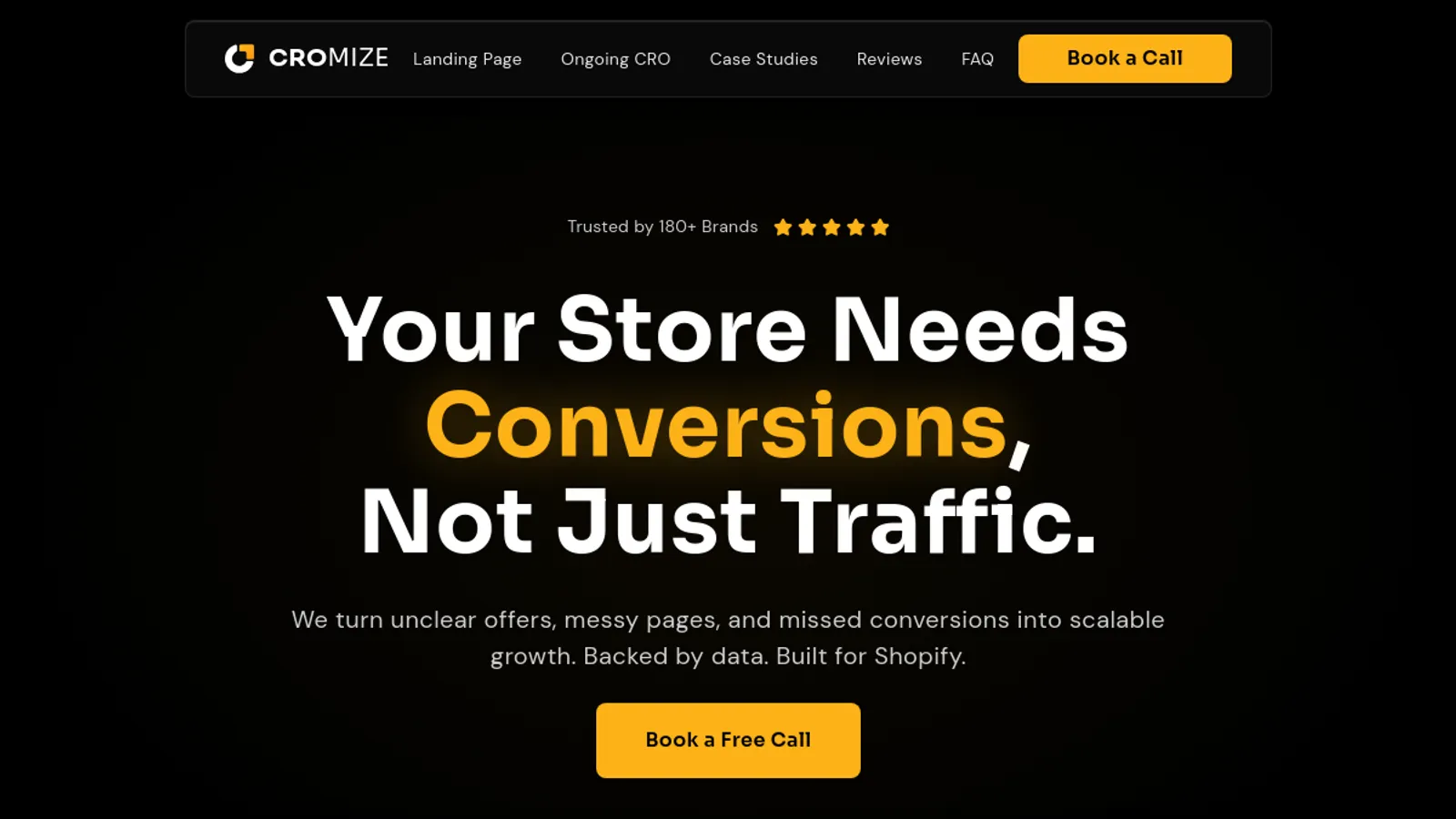 Screenshot of the Cromize homepage