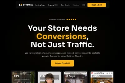 Screenshot of the Cromize homepage