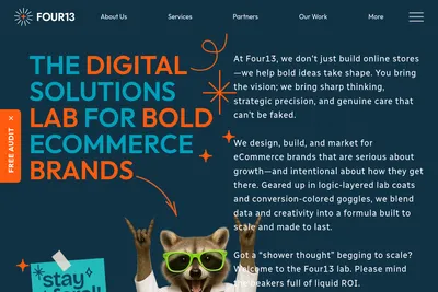 Screenshot of the Four13 Digital homepage
