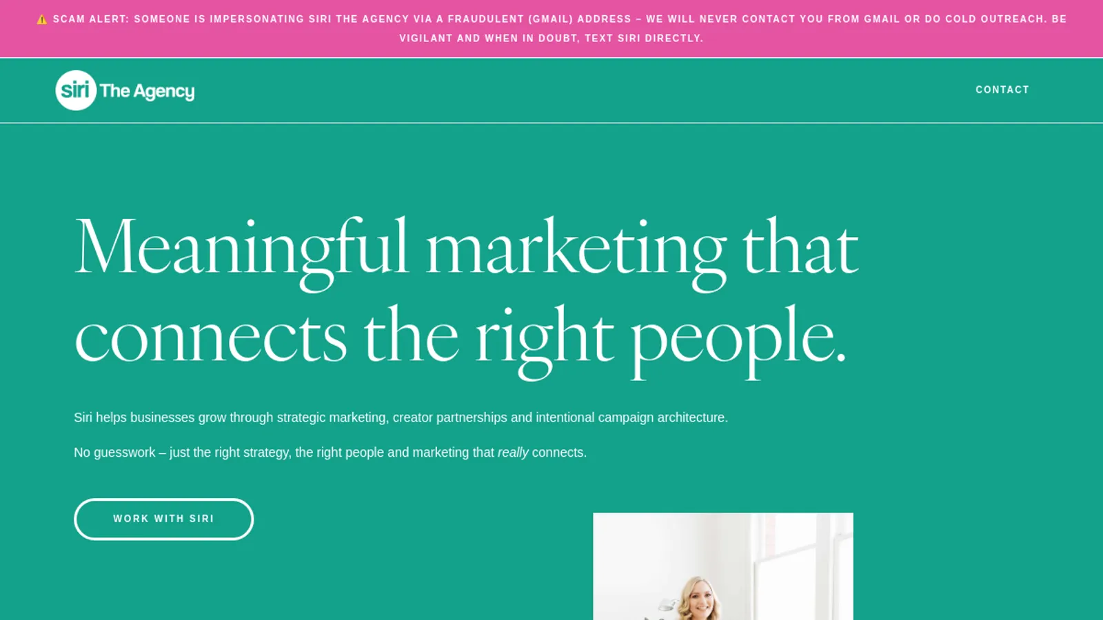 Screenshot of the Siri The Agency homepage