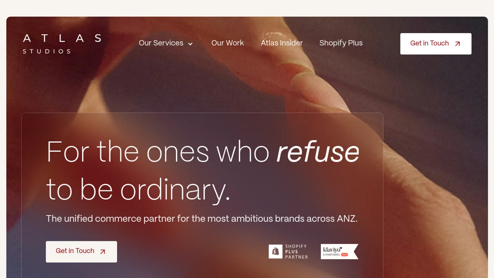 Screenshot of the Atlas Studios homepage