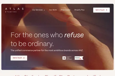 Screenshot of the Atlas Studios homepage