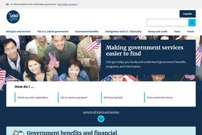 Screenshot of the USA.gov homepage