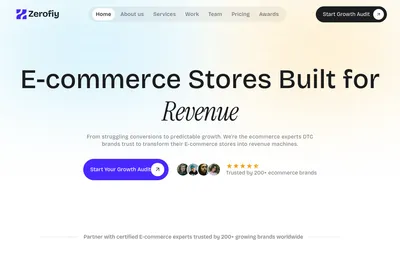 Screenshot of the Zerofiy homepage