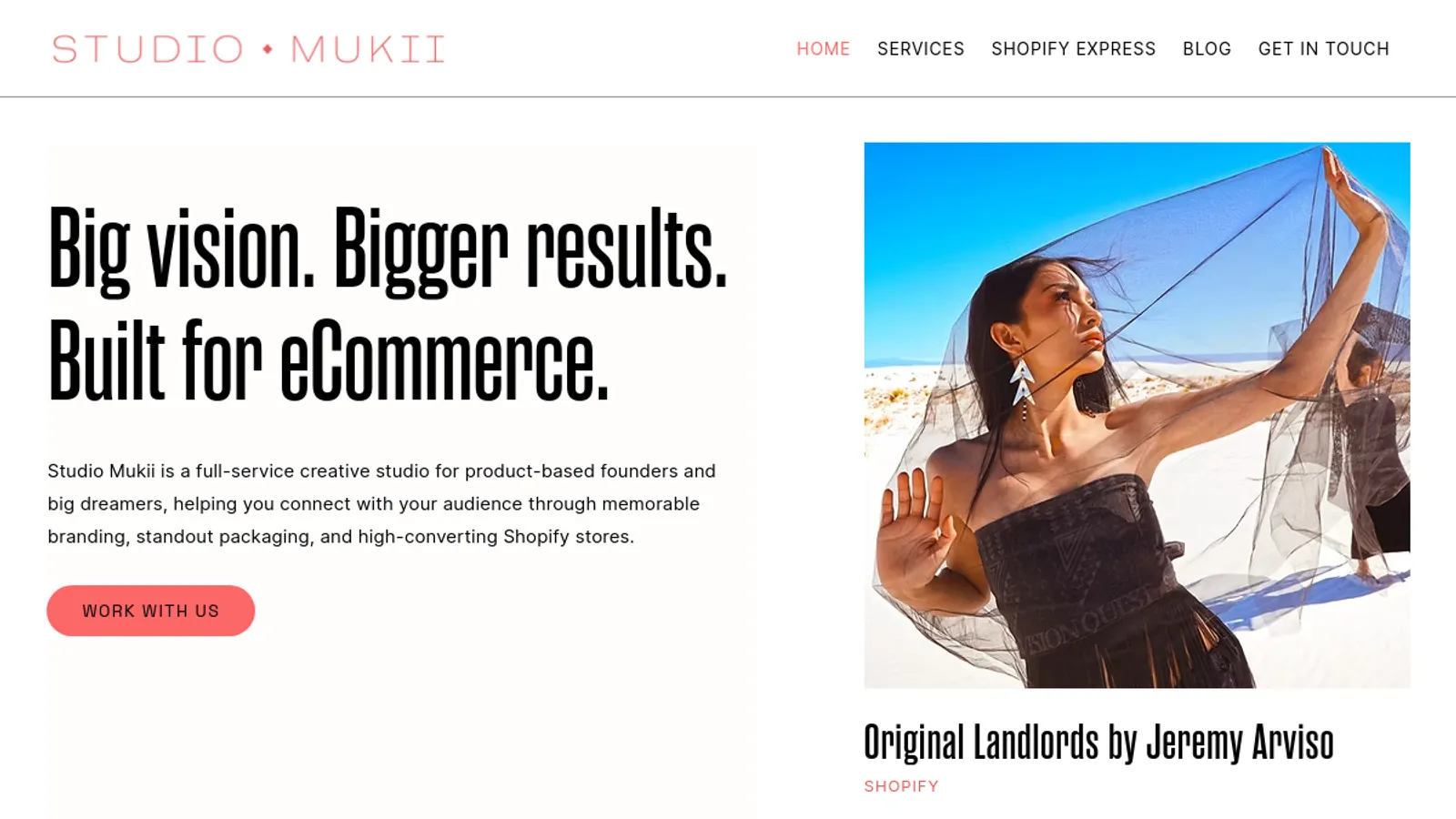 Screenshot of the Studio Mukii homepage