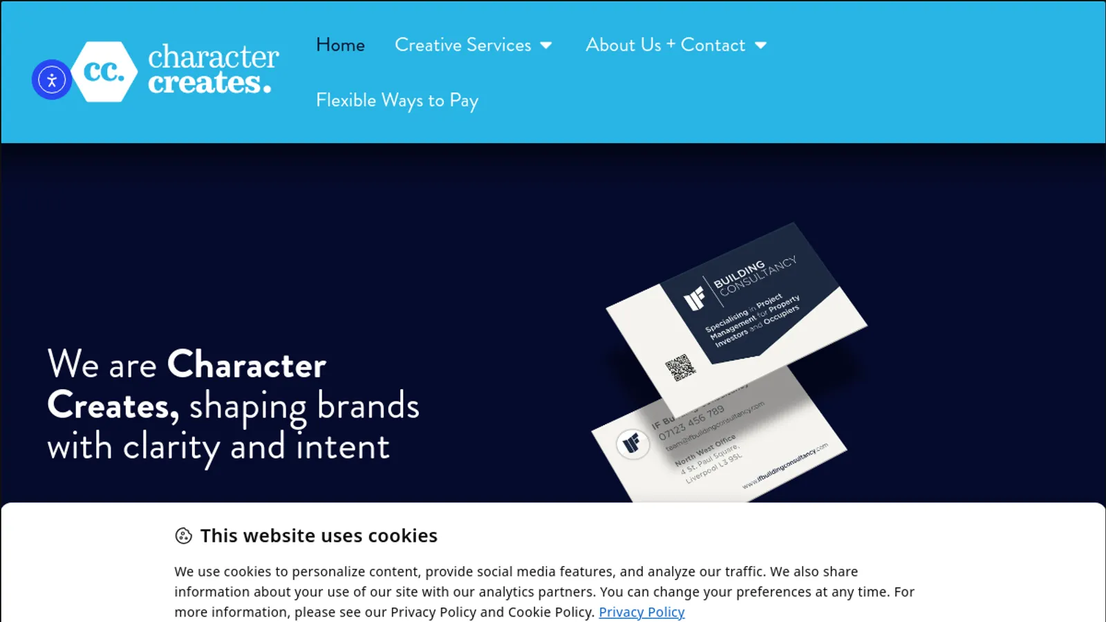 Screenshot of the Character Creates homepage