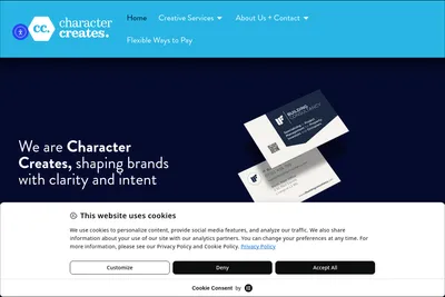 Screenshot of the Character Creates homepage