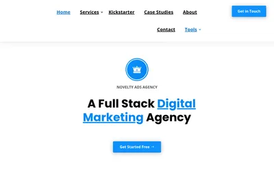 Screenshot of the Novelty Ads homepage