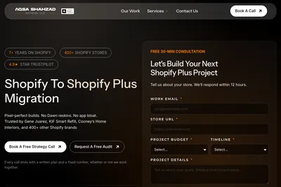 Screenshot of the Aqsa Shahzad Official LLC — Shοpify Plus, Hydrogen, Custom Apps & ERP Integrations | USA homepage