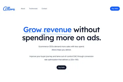 Screenshot of the Allora CRO homepage