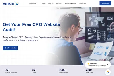 Screenshot of the VINSINFO homepage