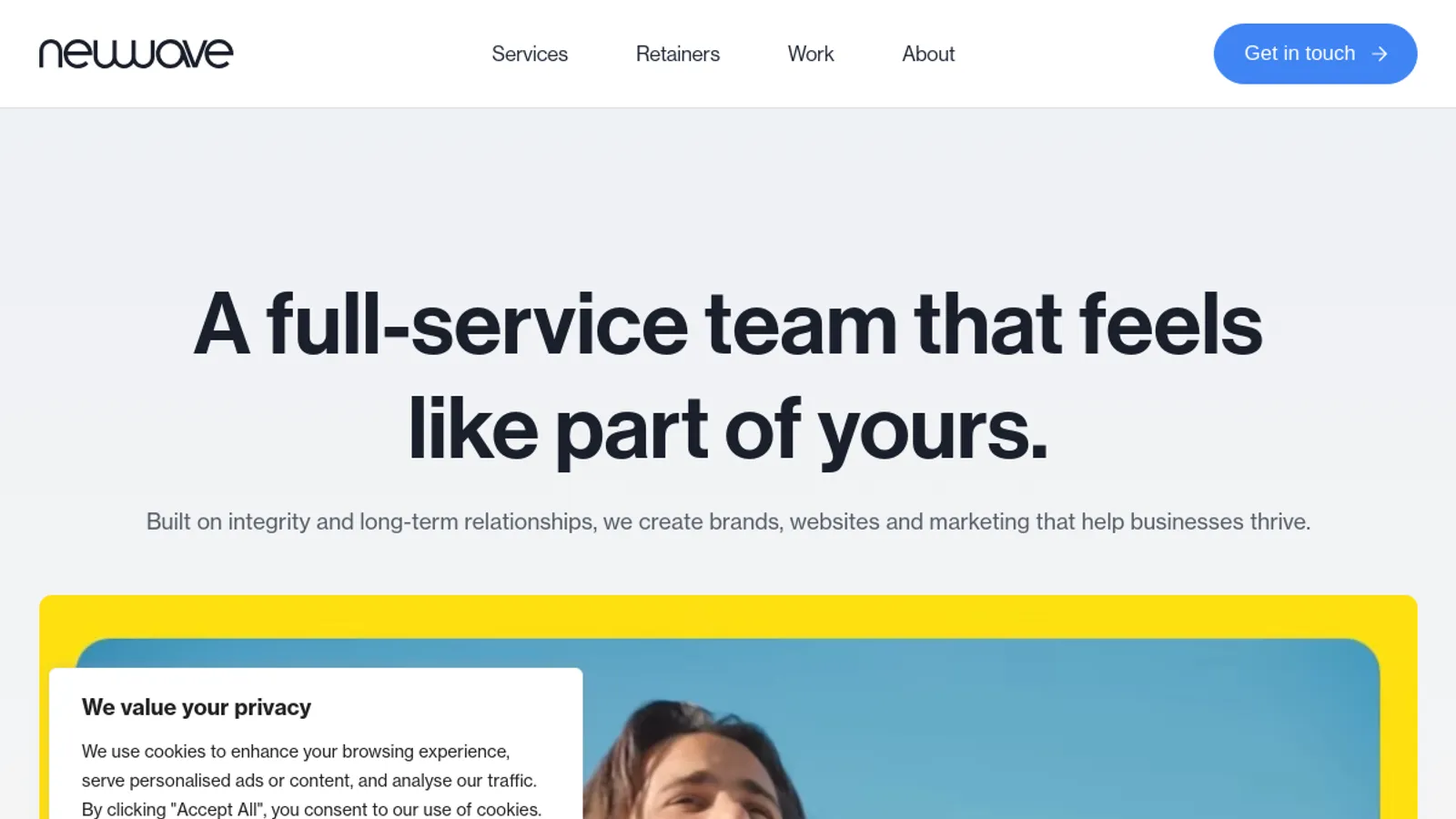 Screenshot of the Newwave Agency homepage