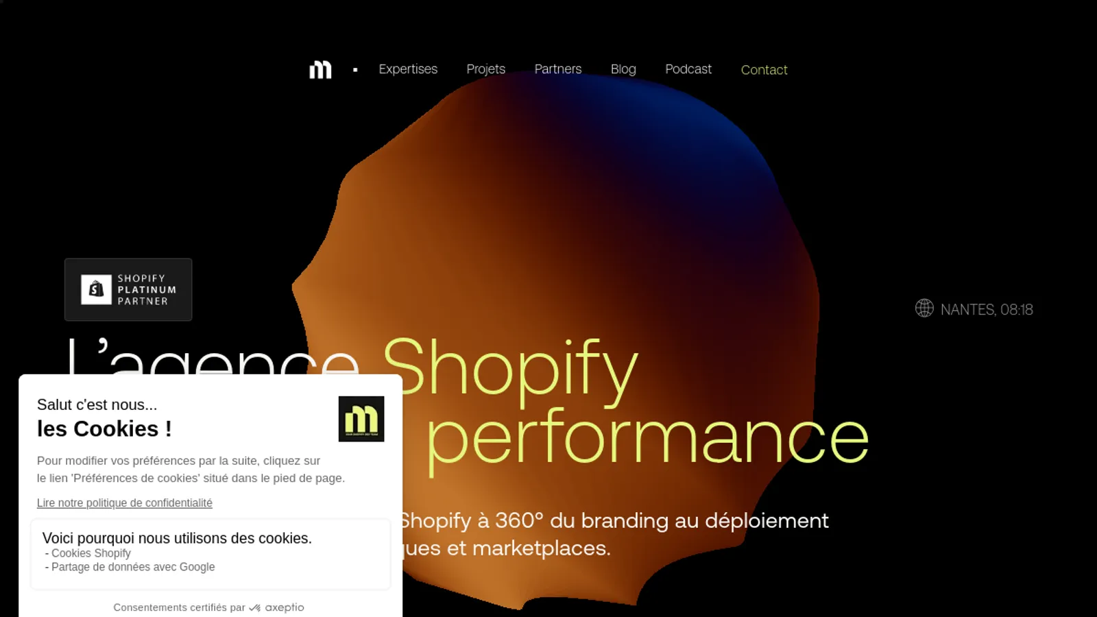 Screenshot of the Moon Moon homepage
