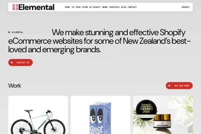 Screenshot of the Elemental homepage