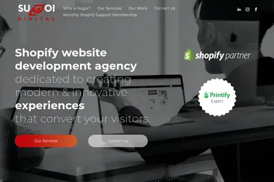 Screenshot of the Sugoi Digital homepage
