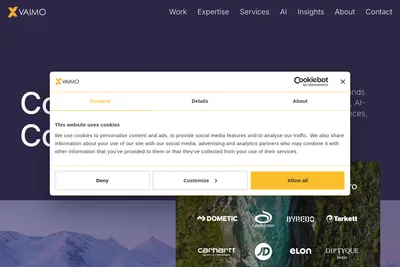Screenshot of the Vaimo homepage