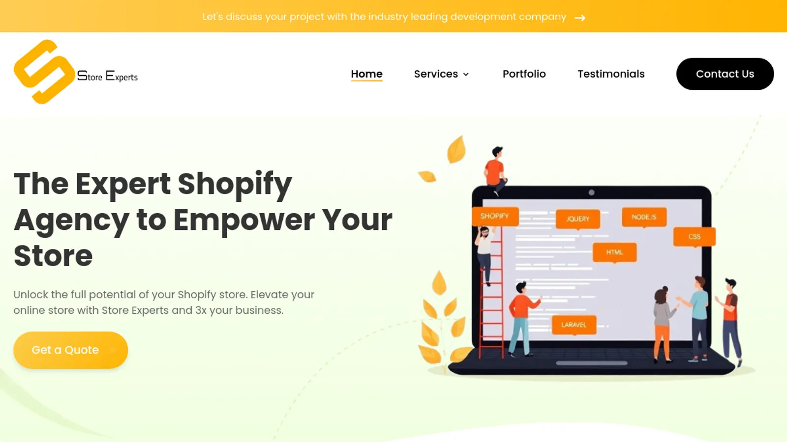 Screenshot of the Store Expert homepage