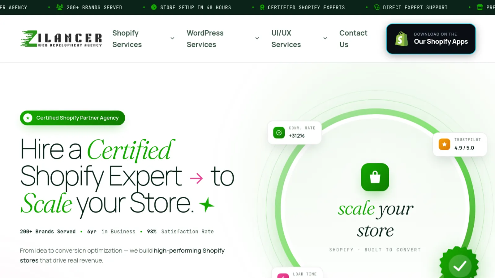 Screenshot of the Zilancer LLC homepage