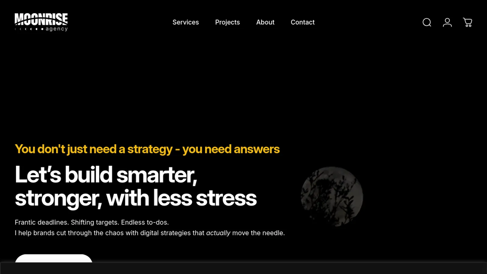 Screenshot of the Moonrise Agency homepage