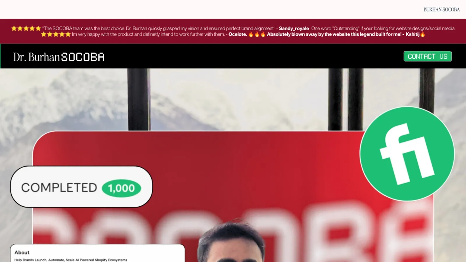 Screenshot of the SOCOBA - Design, Development, Automation & CRO Specialists homepage