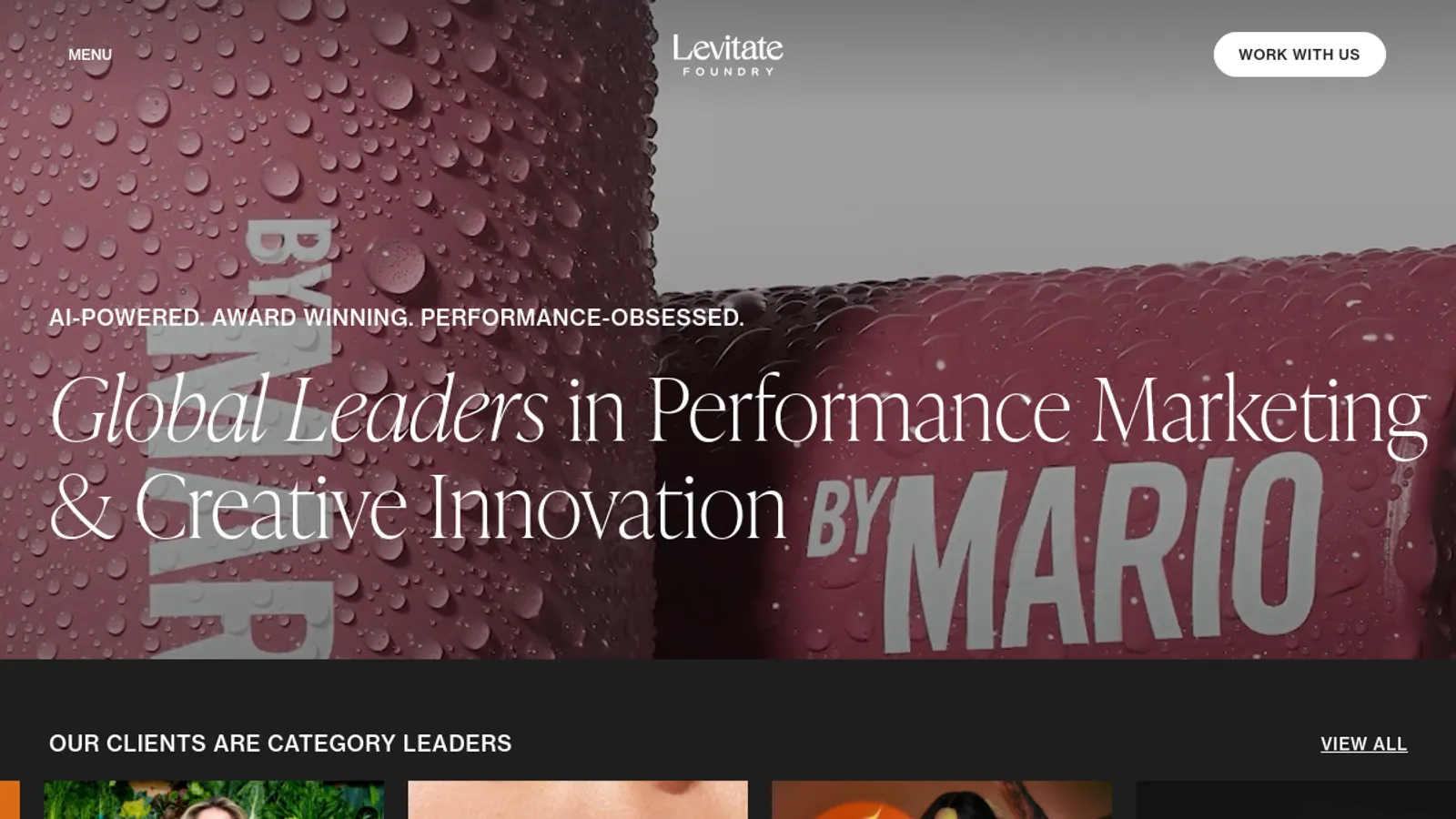 Screenshot of the Levitate Foundry homepage