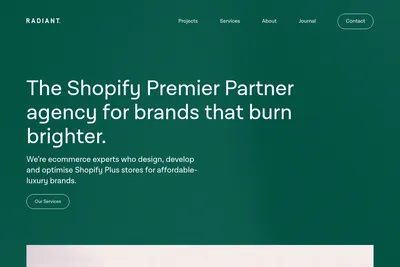 Screenshot of the Radiant homepage