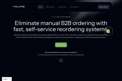 Screenshot of the NOVAS Commerce homepage