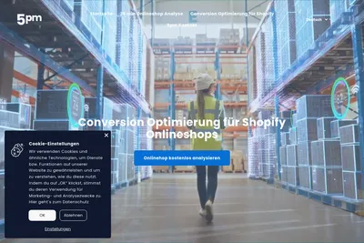 Screenshot of the 5pm Shop Agentur by rankist e.U. homepage