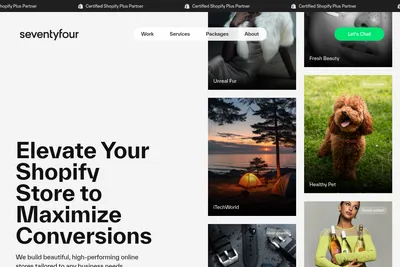 Screenshot of the Seventyfour Design homepage