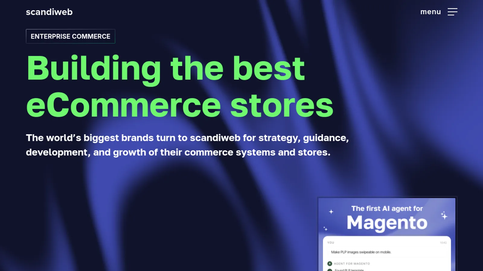 Screenshot of the scandiweb homepage
