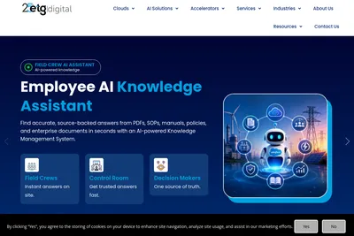 Screenshot of the ETG Digital homepage