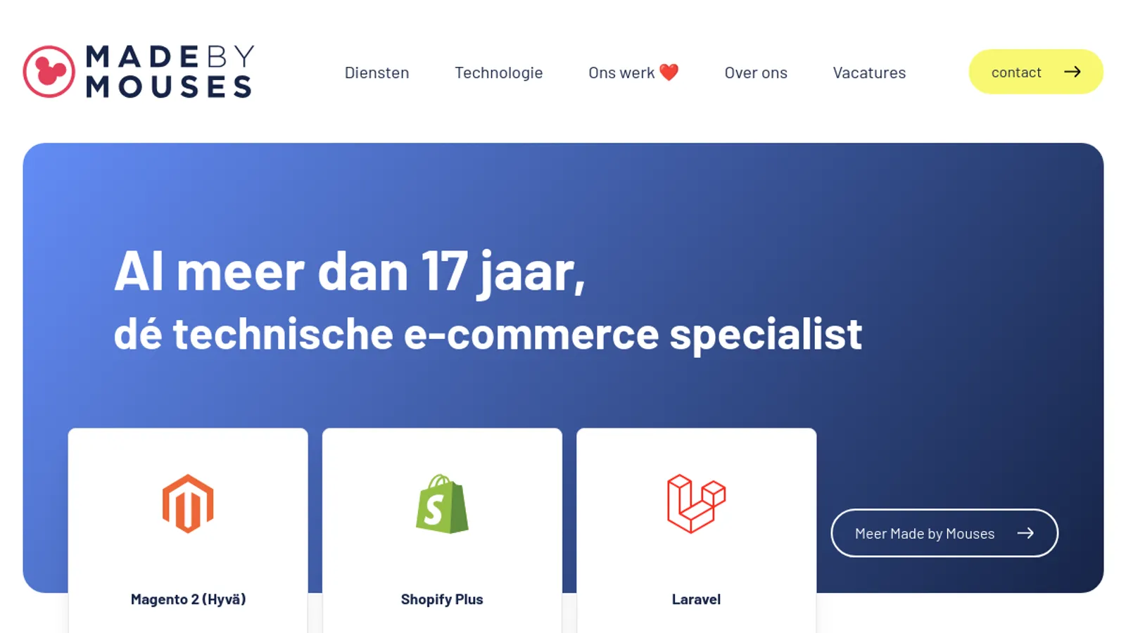 Screenshot of the Made by Mouses homepage