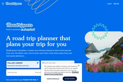 Screenshot of the Roadtrippers homepage