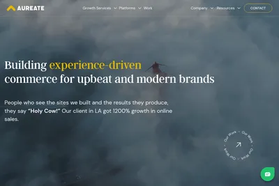 Screenshot of the Aureate Labs homepage