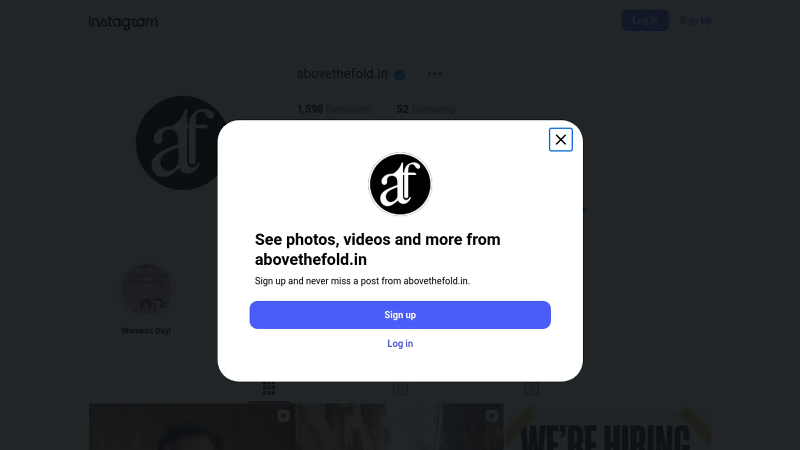 Screenshot of the Above The Fold Private Limited homepage