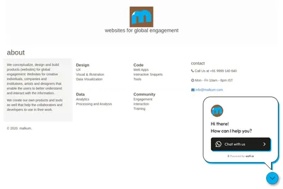 Screenshot of the malkum homepage