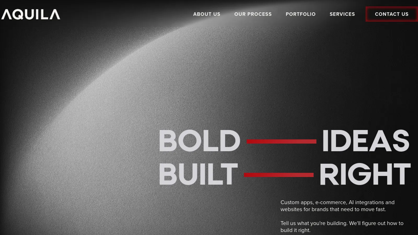 Screenshot of the Aquila Development homepage