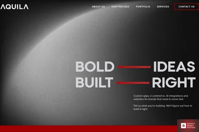 Screenshot of the Aquila Development homepage