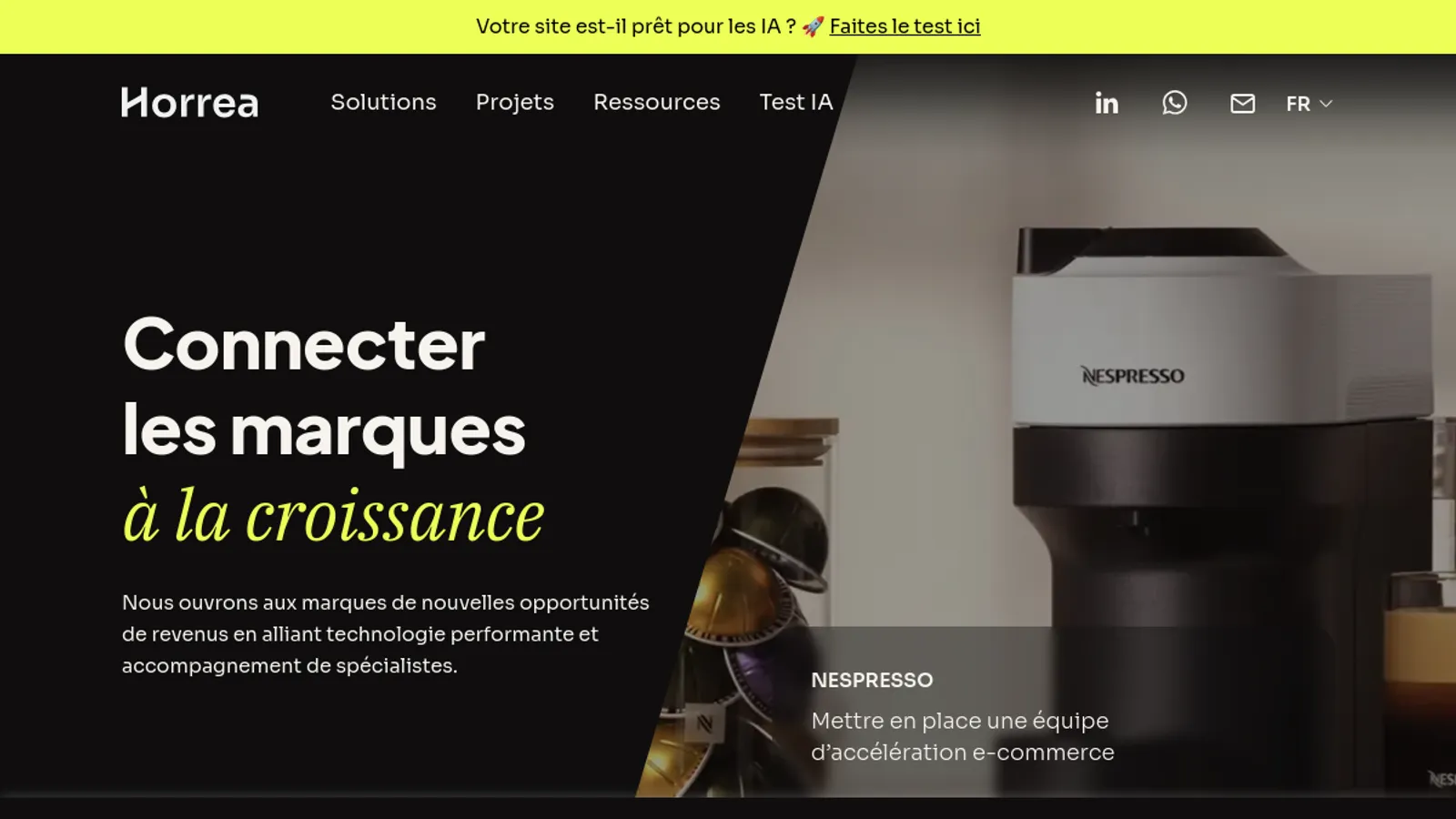 Screenshot of the Horrea homepage
