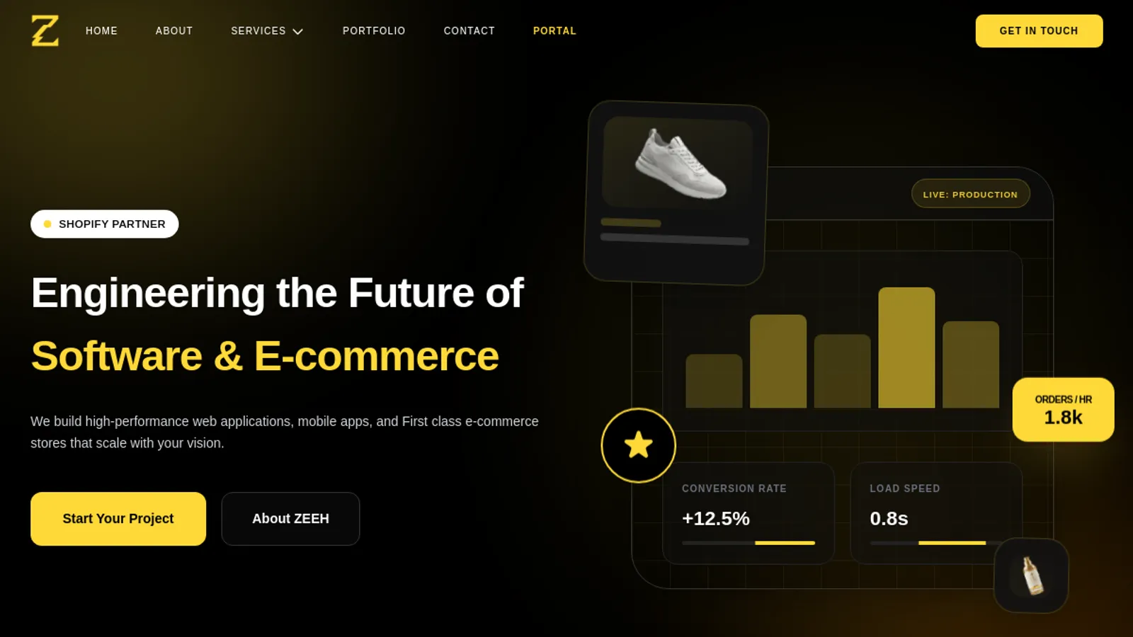 Screenshot of the ZEEH homepage