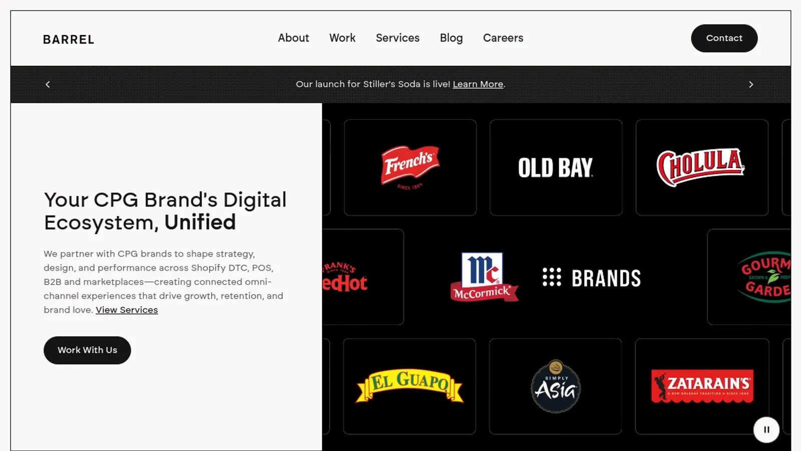 Screenshot of the Barrel homepage