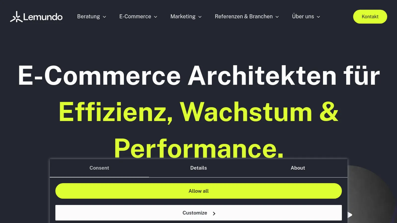 Screenshot of the Lemundo GmbH homepage