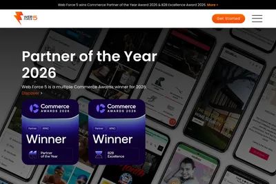 Screenshot of the Web Force 5 Australia homepage