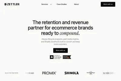 Screenshot of the Zettler Digital homepage