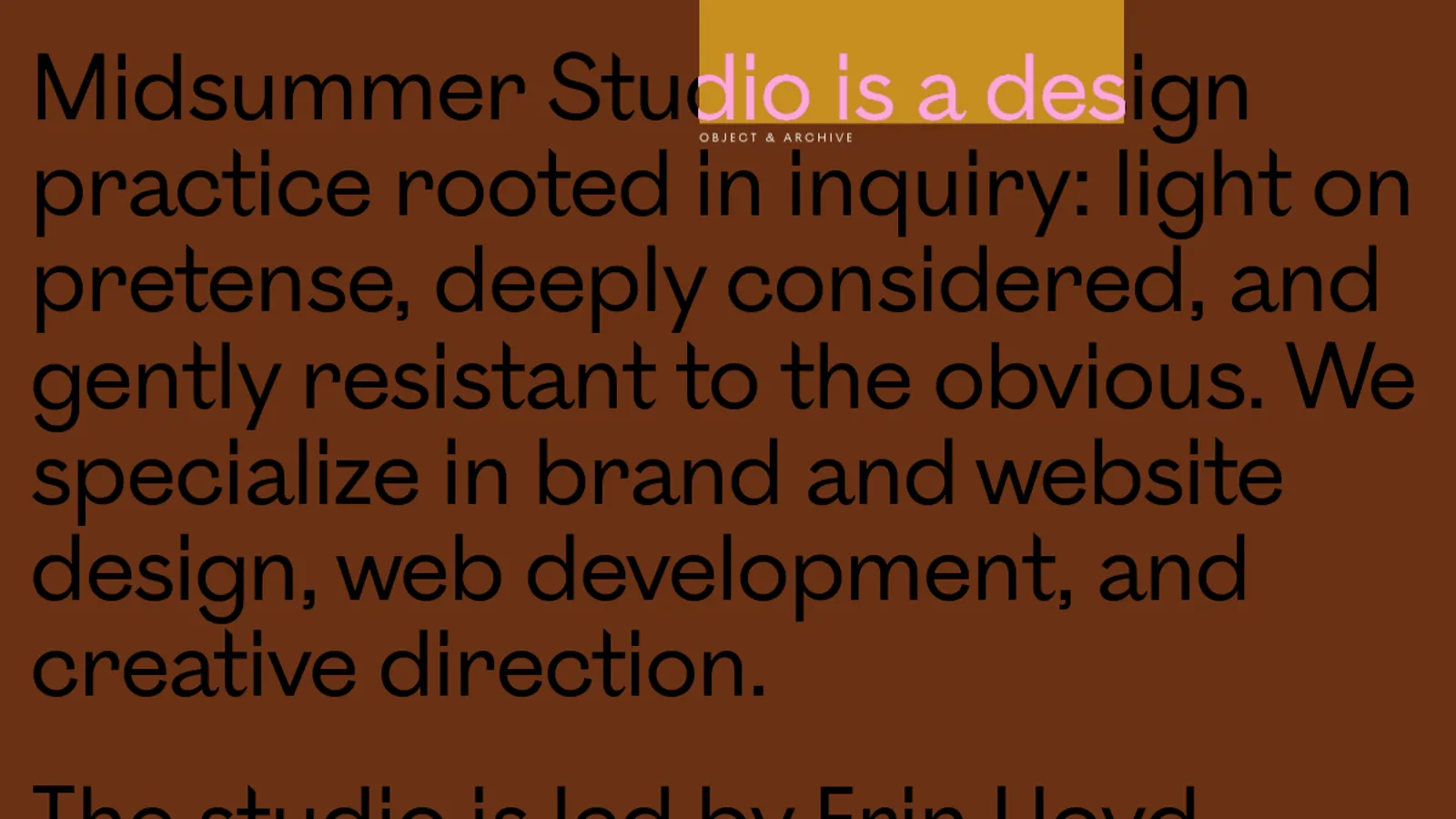 Screenshot of the Midsummer Studio homepage