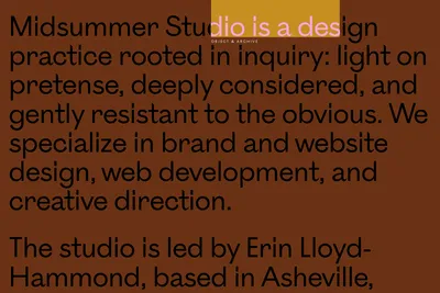 Screenshot of the Midsummer Studio homepage