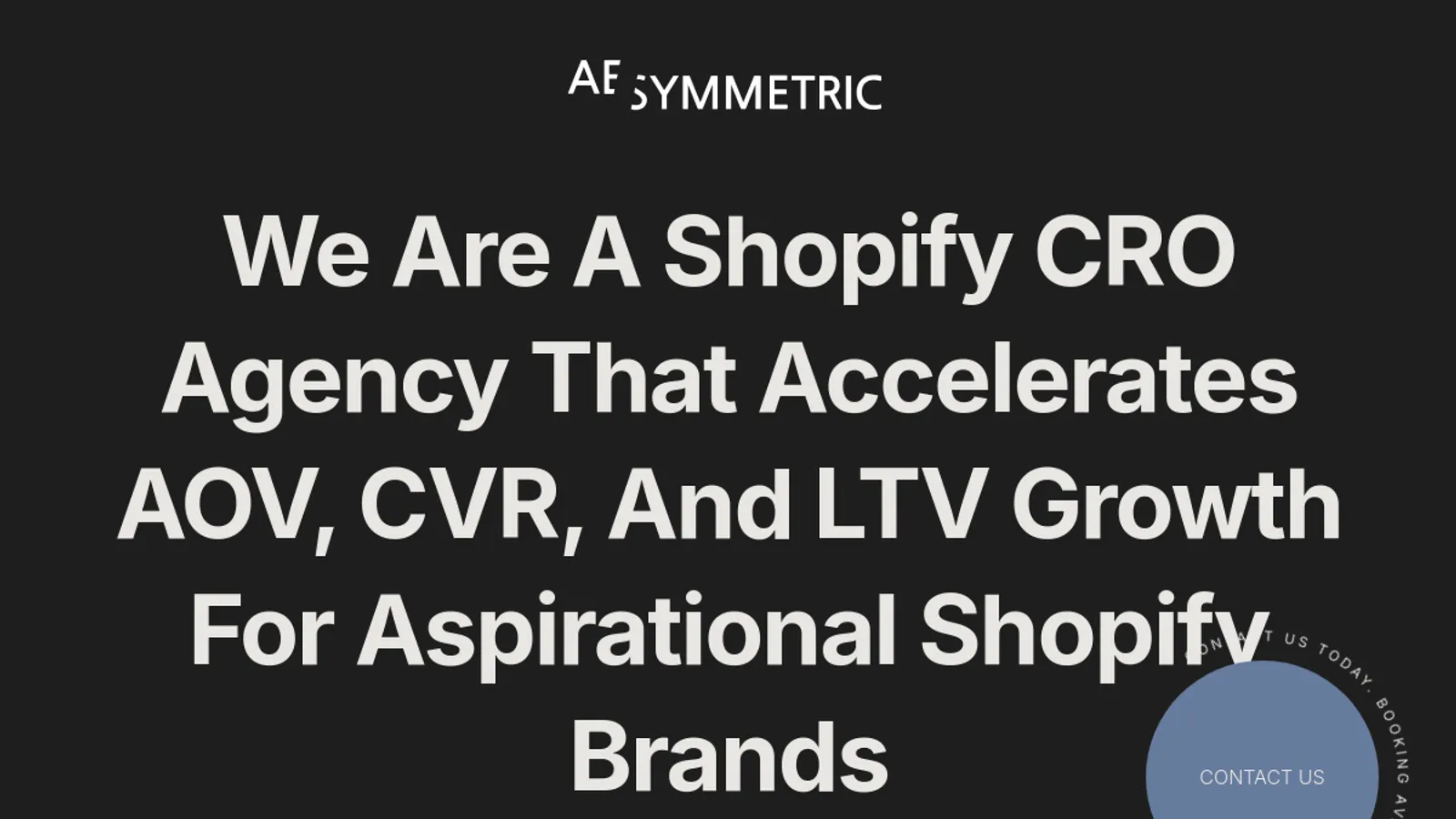 Screenshot of the Aesymmetric homepage