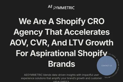 Screenshot of the Aesymmetric homepage
