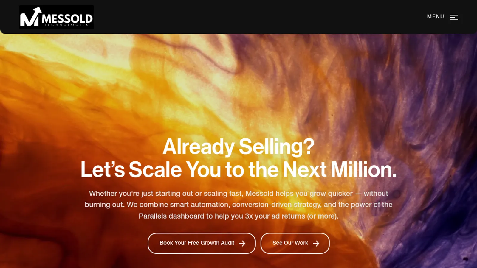 Screenshot of the Messold homepage